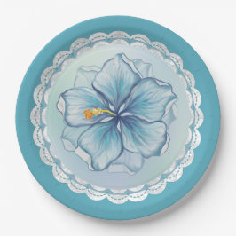 Prato De Papel Hibiscus & lace TURQUOISE
