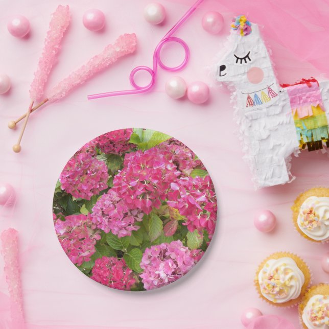 Prato De Papel Hidrangea Blooms Rosa Floral (Festa)
