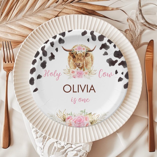 Prato De Papel Highland Cow Birthday (Criador carregado)