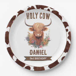 Prato De Papel Highland Cow Birthday