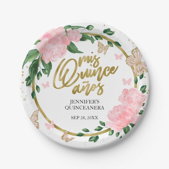 Prato De Papel Hiperceanera Butterflys Rosa Blush (Frente)