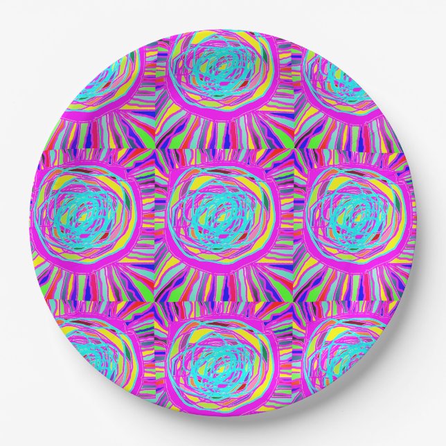 Prato De Papel Hippie Retro relaxa arte abstrata (Frente)