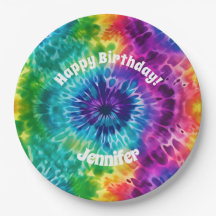 Hippie Tie Dye Aniversário Plate