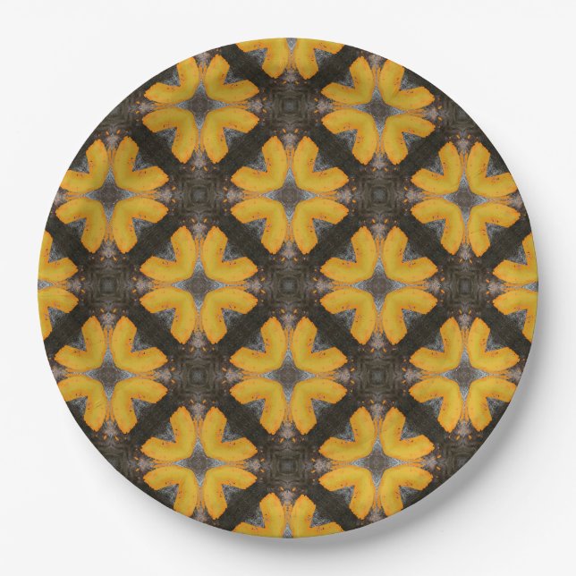 Prato De Papel Hipster Moderno Amarelo e Negro (Frente)