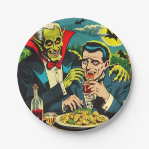 Prato De Papel Histórias em quadrinhos Vintage Horror Vampire