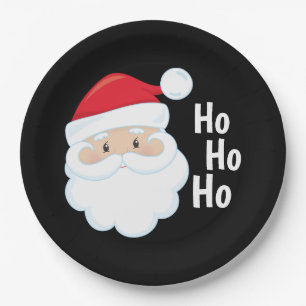 Prato De Papel Ho Ho Ho branco vermelho dos feriados do Natal da