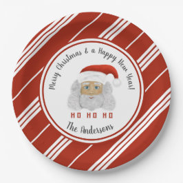 Prato De Papel HO HO HO HO Santa Claus Red Lines Feliz Natal