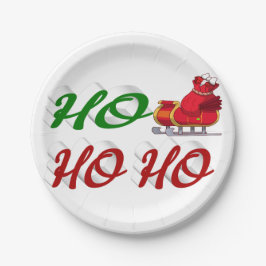 Prato De Papel Ho Ho Ho Papais noeis Sleigh red green script Nata