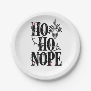Prato De Papel "Ho Ho Não" Crânio Gótico Assustador Divertido