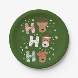 Prato De Papel Ho Ho Welsh Terrier Feliz Natal