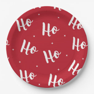 Prato De Papel Ho Tipografia Natal Sazonal Vermelho