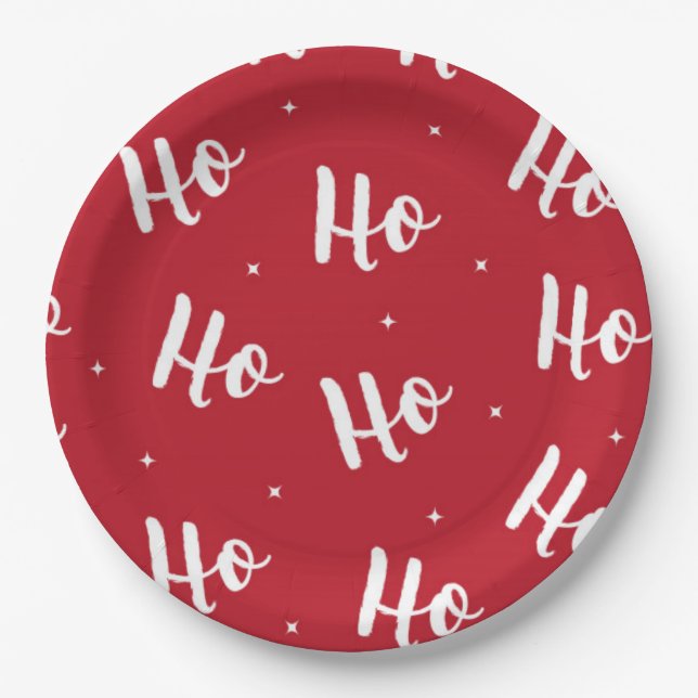 Prato De Papel Ho Tipografia Natal Sazonal Vermelho (Frente)