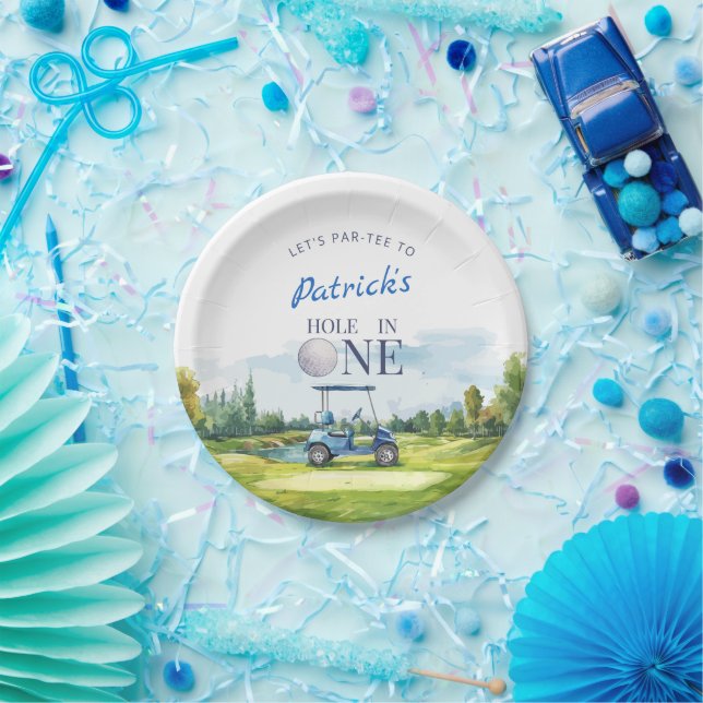 Prato De Papel Hole In One Golf 1st Birthday  (Festa)