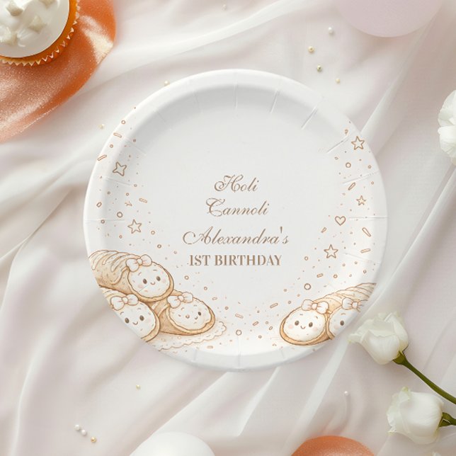 Prato De Papel Holi Cannoli Sweet Bakery 1st Birthday (Criador carregado)