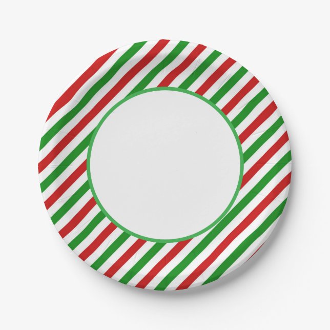 Prato De Papel Holiday Candy Cane Paper Plates (Frente)