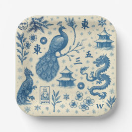 Prato De Papel Holiday Winter Scene Mahjong Plates