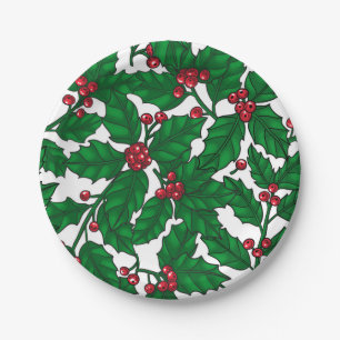 Prato De Papel Holly berry em branco