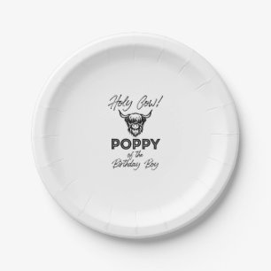 Prato De Papel Holly Cow Poppy Da Vaca 1 Do Birthday Boy Highland