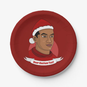 Prato De Papel Homem com o chapéu de Papai Noel