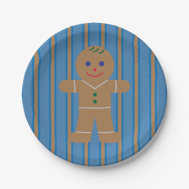 Prato De Papel Homem de Gingerpão de Diversão e Rico (Frente)