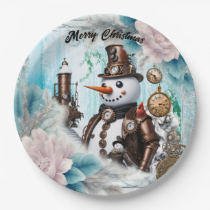 Prato De Papel Homem de Neve no Tempo! Steampunk Snowman