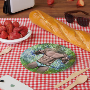 Prato De Papel Homem sexy muscular branco de SlipperyJoe, alto-fa