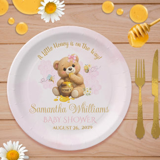 Prato De Papel Honey Bear Baby Shower - A Little Honey Baby Showe