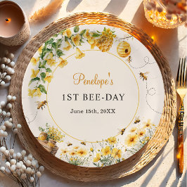 Prato De Papel Honey Bee Flower Birthday Baby Shower Paper Plates