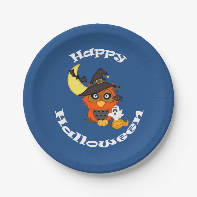 Prato De Papel Hoot Owl Halloween (Frente)