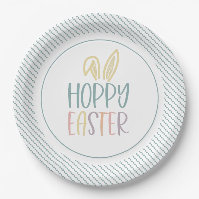 Prato De Papel Hoppy Easter Bunny Ears (Frente)