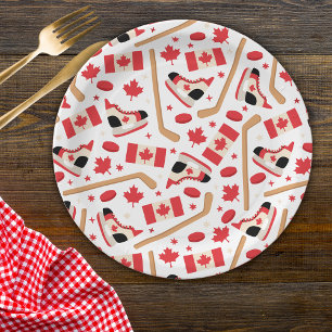 Prato De Papel Hóquei no Canadá no dia do Canadá