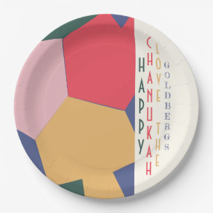 Prato De Papel Horário de Hanukkah Dreidel