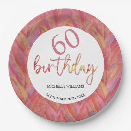 Prato De Papel Hormona Tropical de Verão Penas Florais Rosa-Rosa