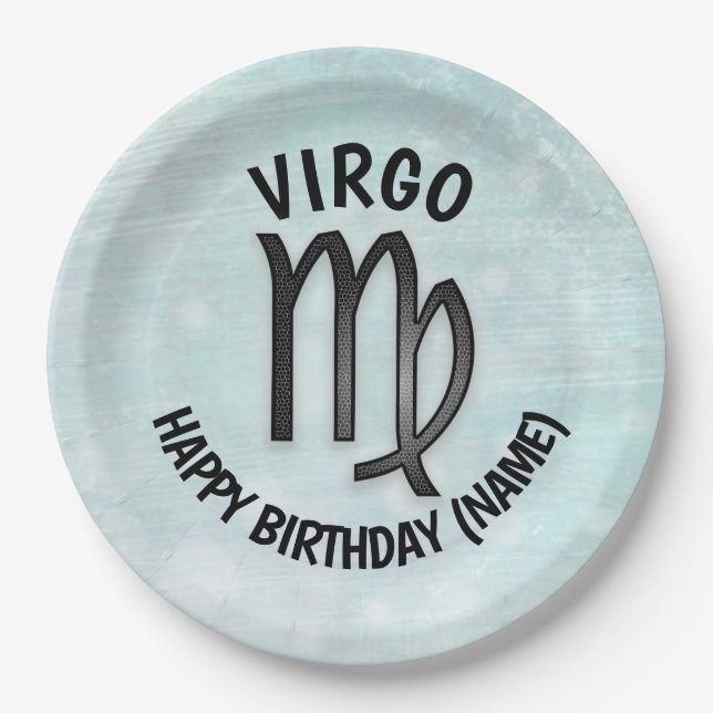 Prato De Papel Horoscópio - Sinal de Virgo Personalizado Aniversá (Frente)