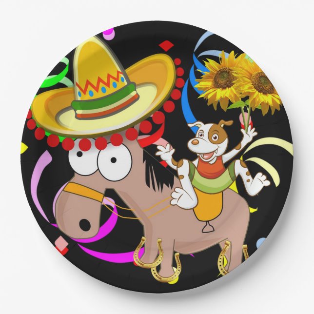 Prato De Papel Horse Happy Birthday Paper Plates (Frente)