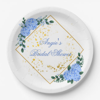 Prato De Papel Hortênsia Azul Personalizada