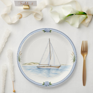 Prato De Papel Hortênsia Náutica de Vela Costa de Hamptons