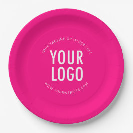 Prato De Papel Hot Pink Custom Paper Plates Business Logo Printed