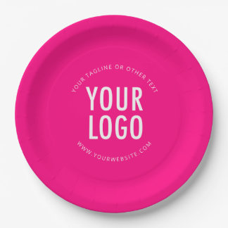 Prato De Papel Hot Pink Custom Paper Plates Business Logo Printed