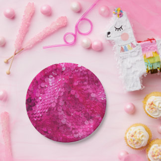 Prato De Papel Hot Pink Sequin