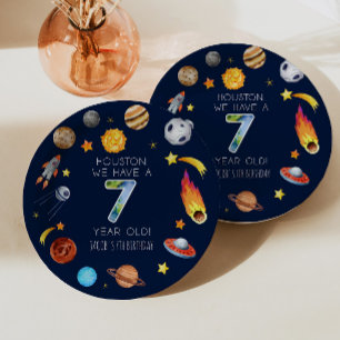 Prato De Papel Houston Nós Temos Uma Festa De Aniversário De 7 An
