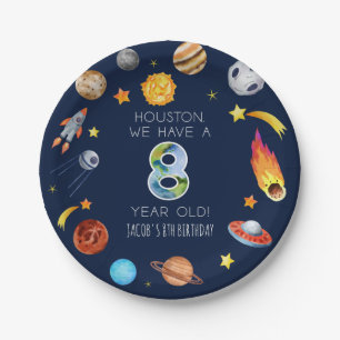 Prato De Papel Houston Nós Temos Uma Festa De Aniversário De 8 An
