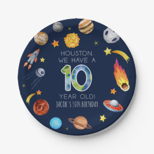 Prato De Papel Houston Temos Uma Festa De Aniversário De 10 Anos