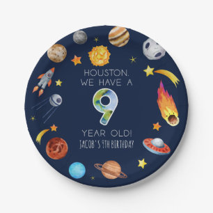 Prato De Papel Houston Temos Uma Festa De Aniversário De 9 Anos