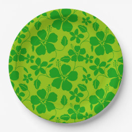 PRATO DE PAPEL HULA HAVAIANA (HIBÍSCO) LIMÃO VERDE