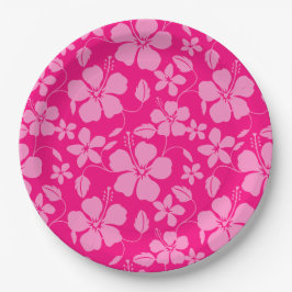 PRATO DE PAPEL HULA HAWAIANA (HIBISCO) GOIABA ROSA