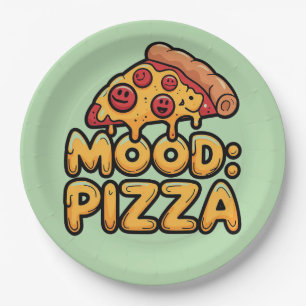 Prato De Papel Humor: Pizza - Fatia de Cartoons Divertidos com Fe