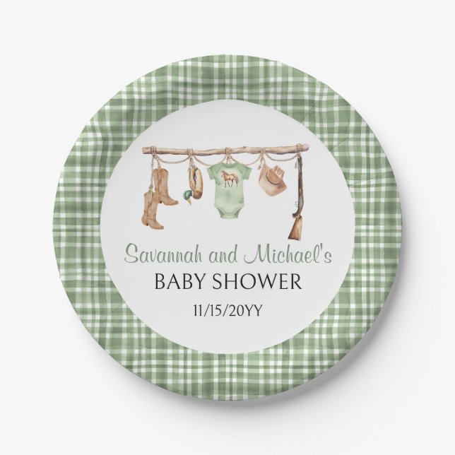 Prato De Papel Hunting Baby Shower | A Little Hunter Baby Shower  (Frente)