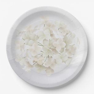 Prato De Papel Hydrangea Branca Em Abstrato Branco
