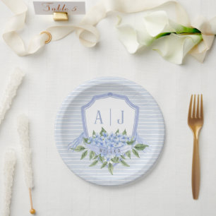 Prato De Papel Hydrangea Monograma com tiras